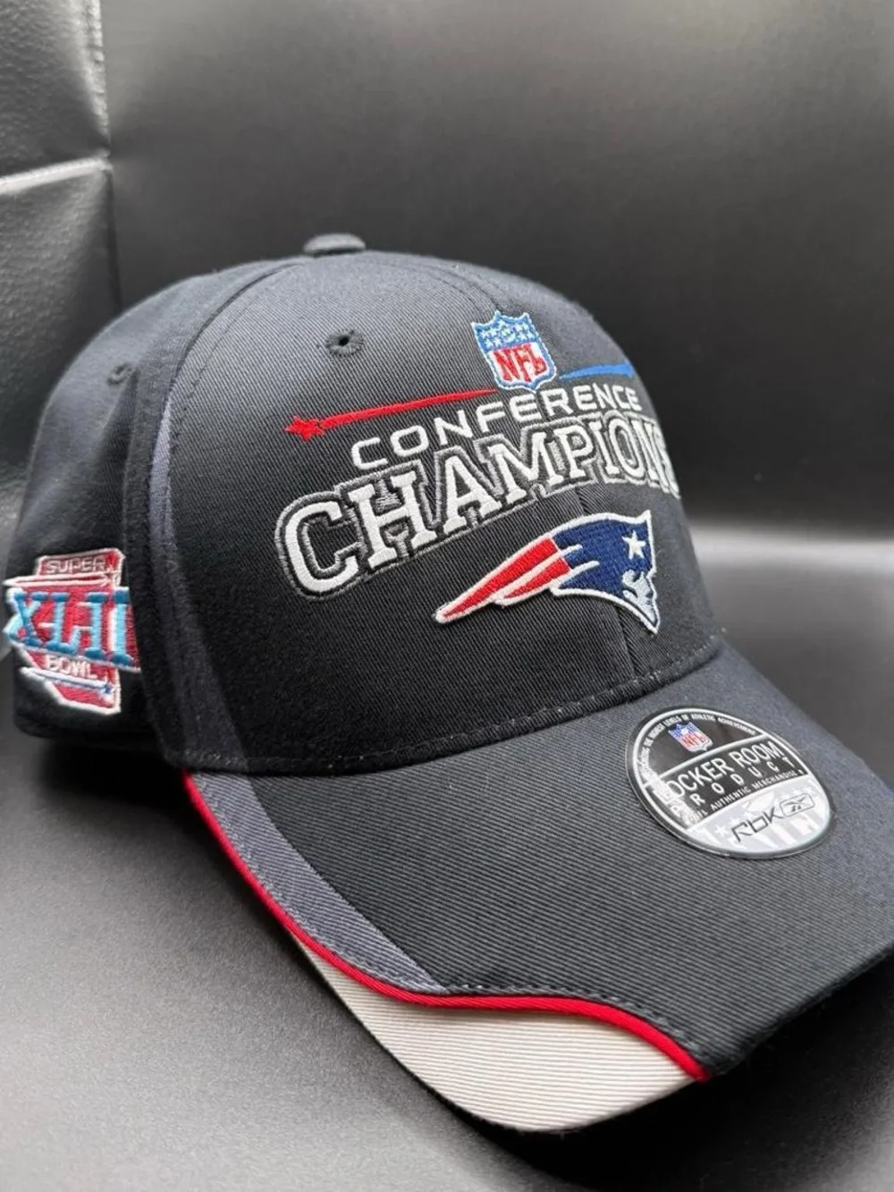 New England Patriots Black Conference Champions Adjustable Cap